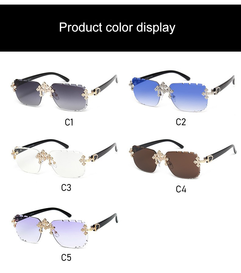 C1 to C5 multi color rimless hip hop sunglasses bulk stock